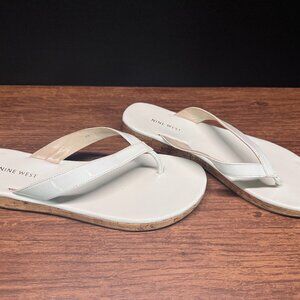 Nine West White Patent Platform Sandals Size 8M